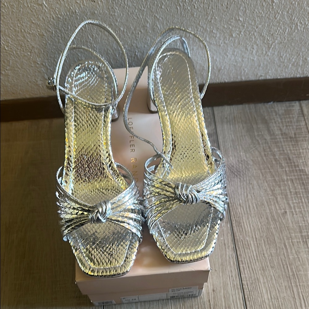 Loeffler Randall Silver Heels with Knotted Design